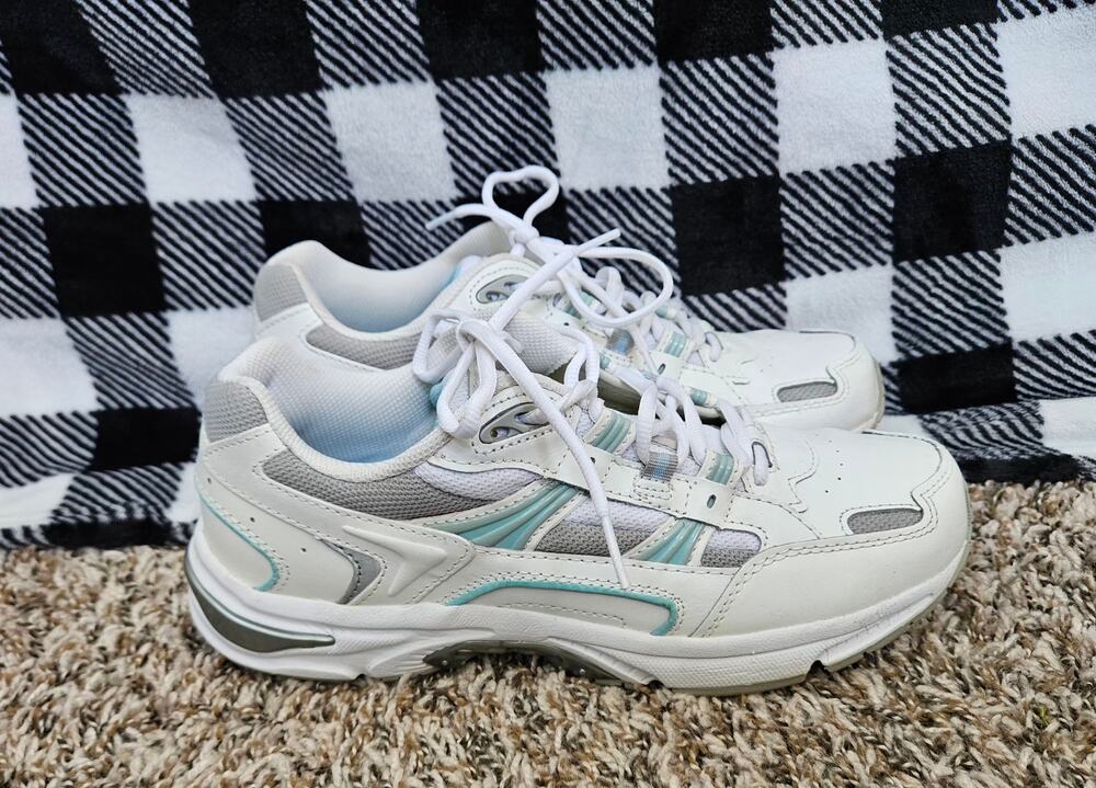 Vionic Walker Womens Size 9 White Blue Walking Shoes Orthopedic Comfort Sneakers